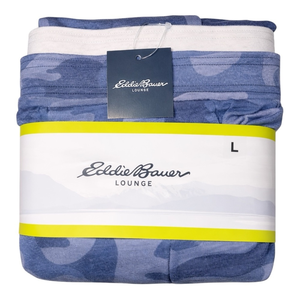 Eddie Bauer Lounge Jogger Pants Set Blue Camo & Ivory Pajama Lounge Set Size L